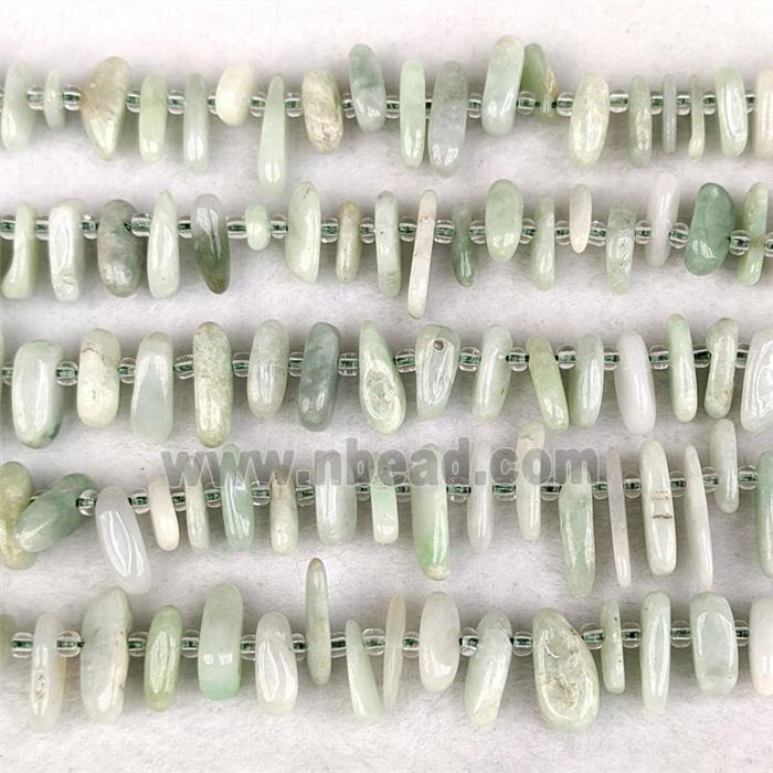 Natural Burmese Nephrite Jade Chips Beads Green Freeform Topdrilled