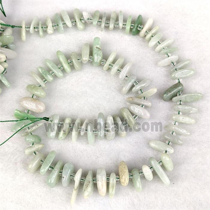 Natural Burmese Nephrite Jade Chips Beads Green Freeform Topdrilled