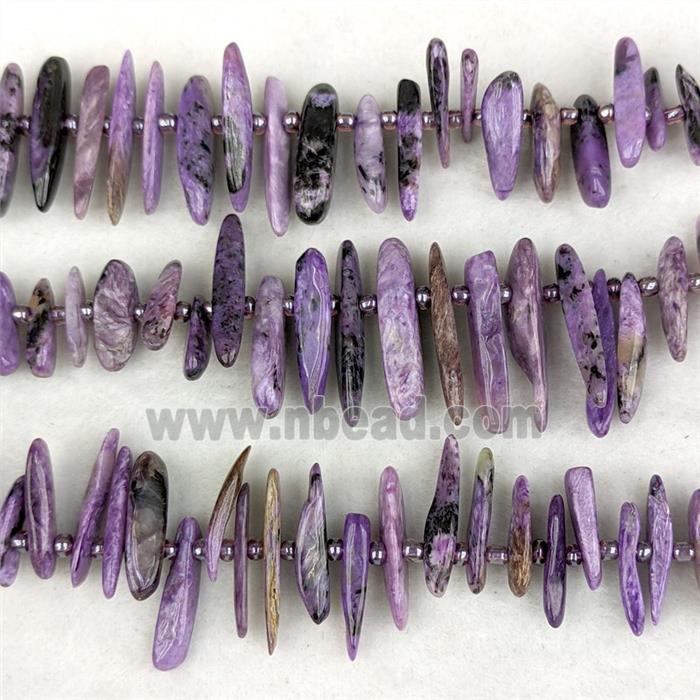 Natural Purple Charoite Chips Beads Freeform Topdrilled
