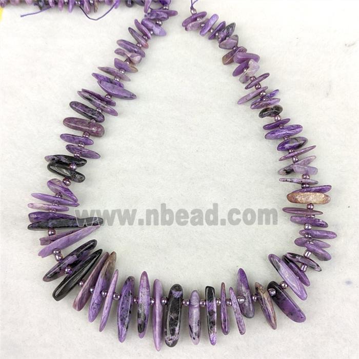 Natural Purple Charoite Chips Beads Freeform Topdrilled