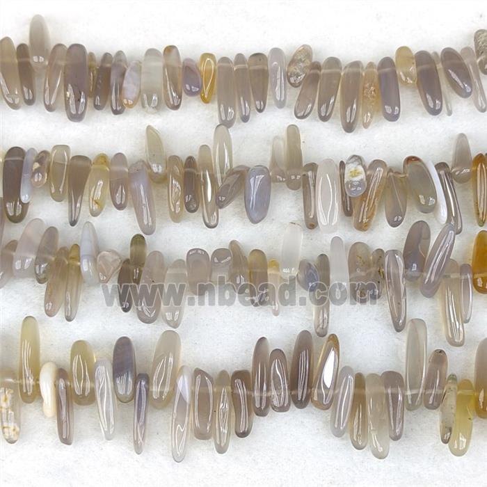 Natural Gray Agate Chips Beads Freeform Topdrilled