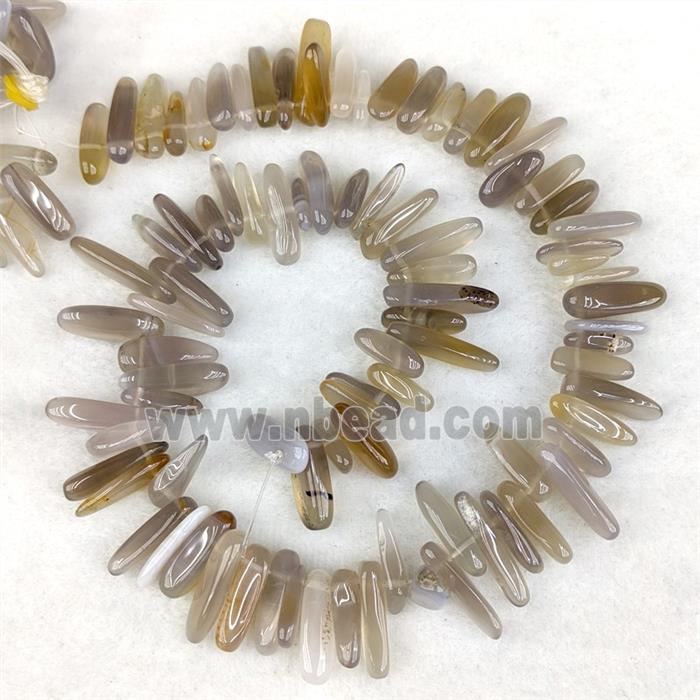 Natural Gray Agate Chips Beads Freeform Topdrilled