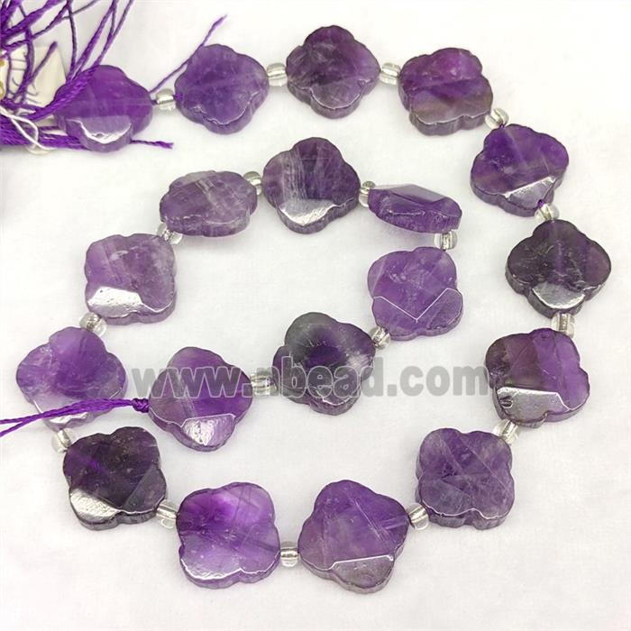 Natural Puprle Amethyst Clover Beads Faceted