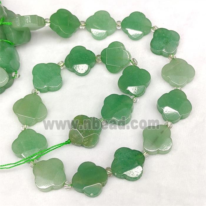 Natural Green Aventurine Clover Beads Faceted
