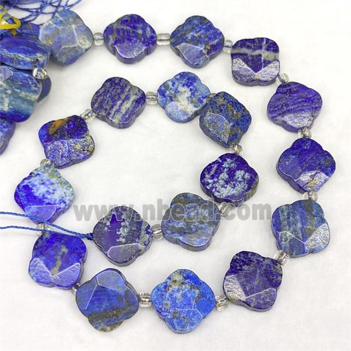 Natural Blue Lapis Lazuli Clover Beads Faceted