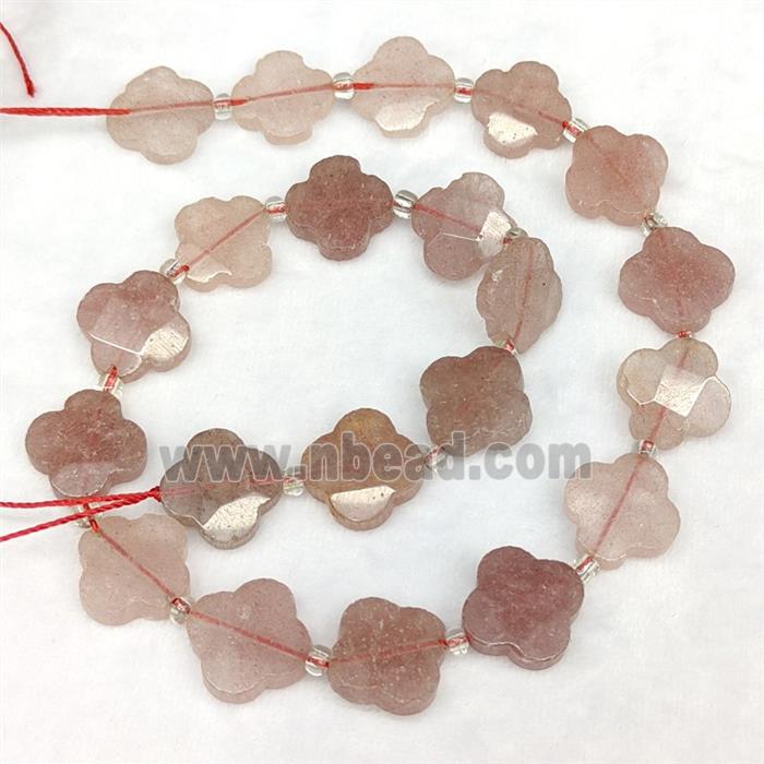 Natural Pink Strawberry Quartz Clover Beads Faceted