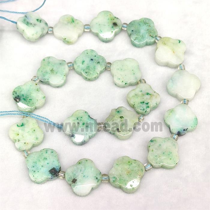 Natural Chrysocolla Clover Beads Faceted Green