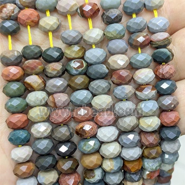 Natural Ocean Jasper Rondelle Beads Multicolor Faceted