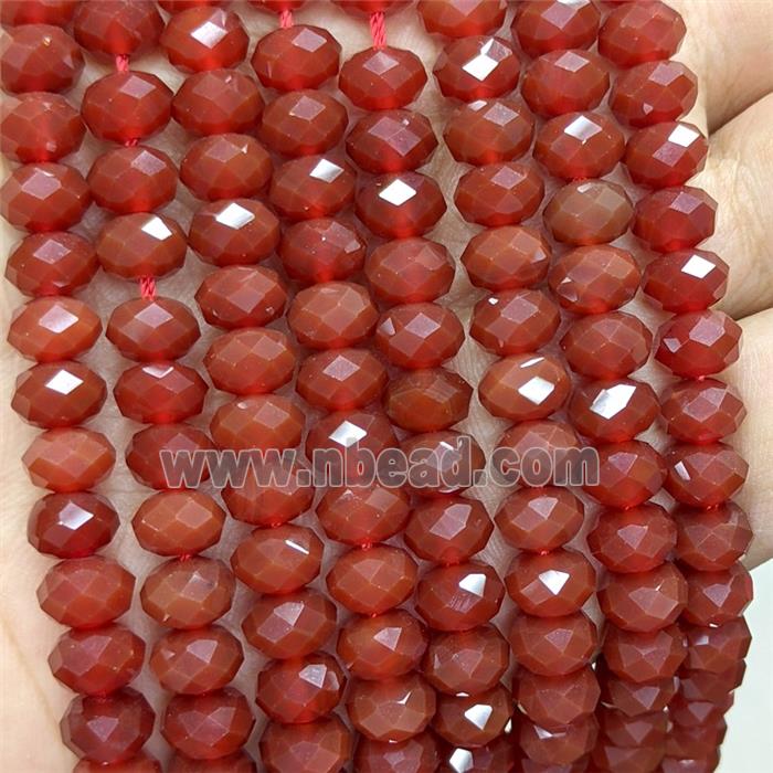 Natural Red Carnelian Agate Beads Faceted Rondelle Dye