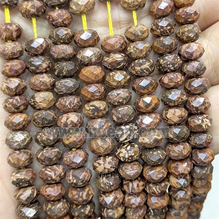 Brown Firework Jasper Beads Faceted Rondelle