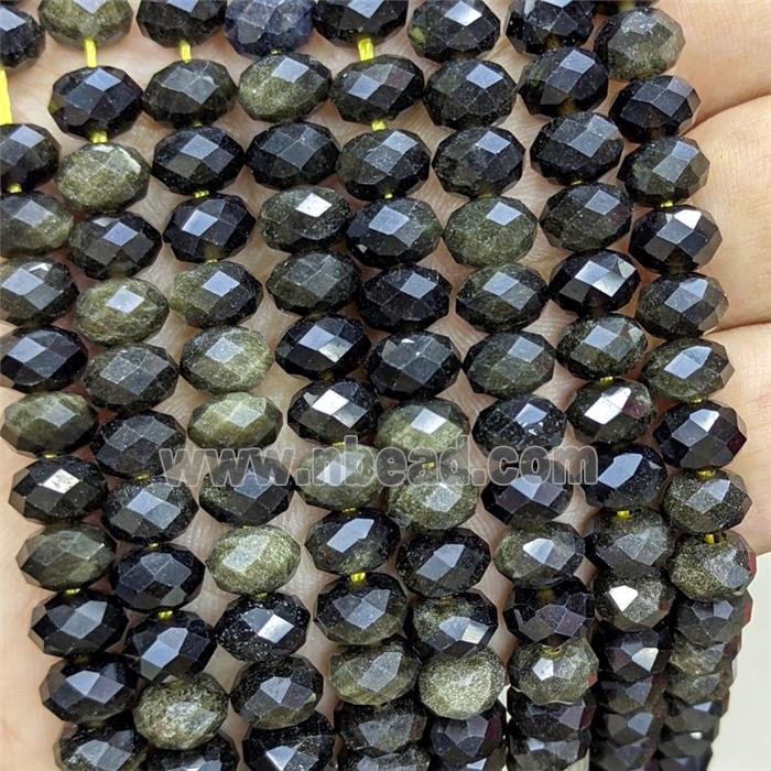 Natural Golden Obsidian Rondelle Beads Faceted
