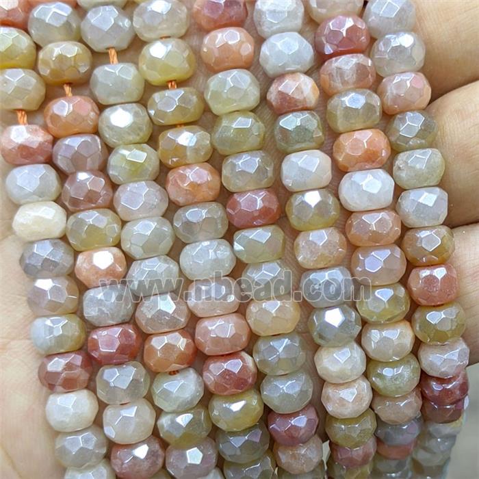 Natural Orange Aventurine Beads Faceted Rondelle Electroplated