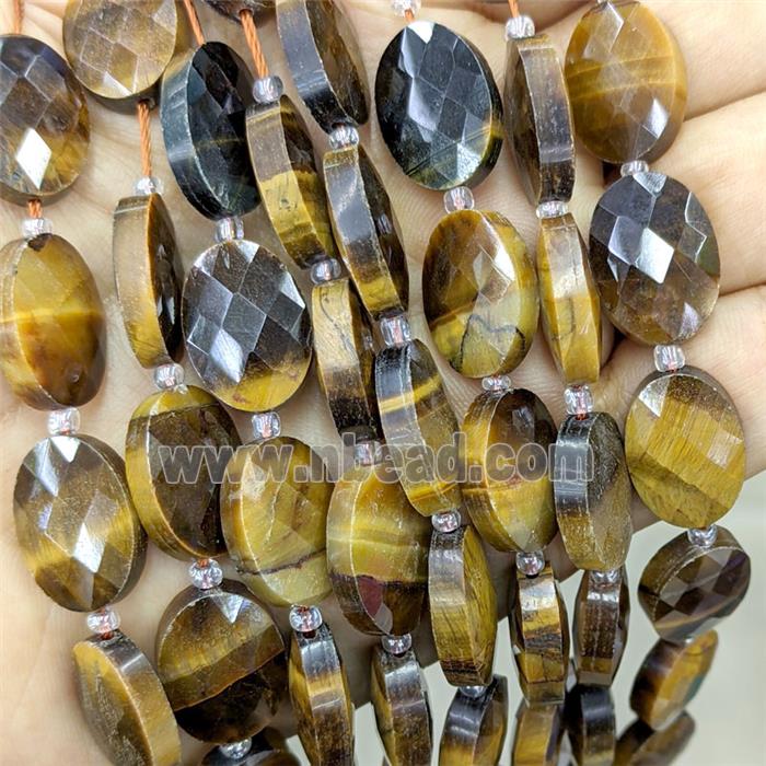 Natural Tiger Eye Stone Beads Faceted Oval