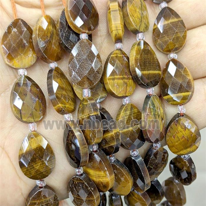 Natural Tiger Eye Stone Beads Faceted Teardrop