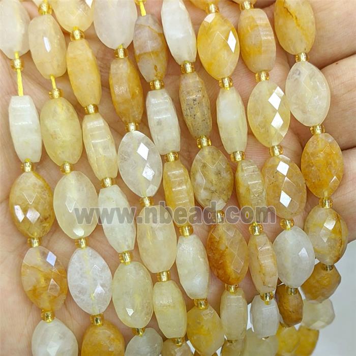 Natural Yellow Honey Jade Beads Faceted Horse-Eye