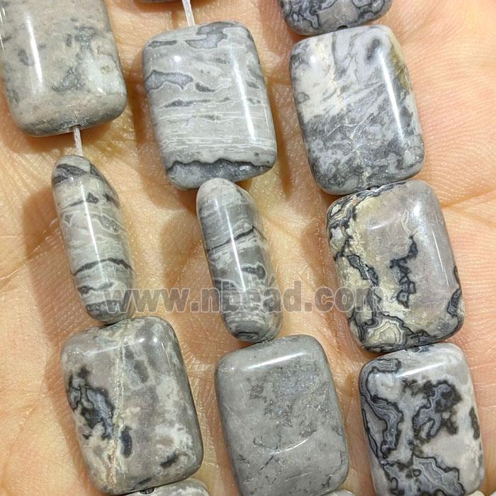 Gray Map Jasper Rectangle Beads