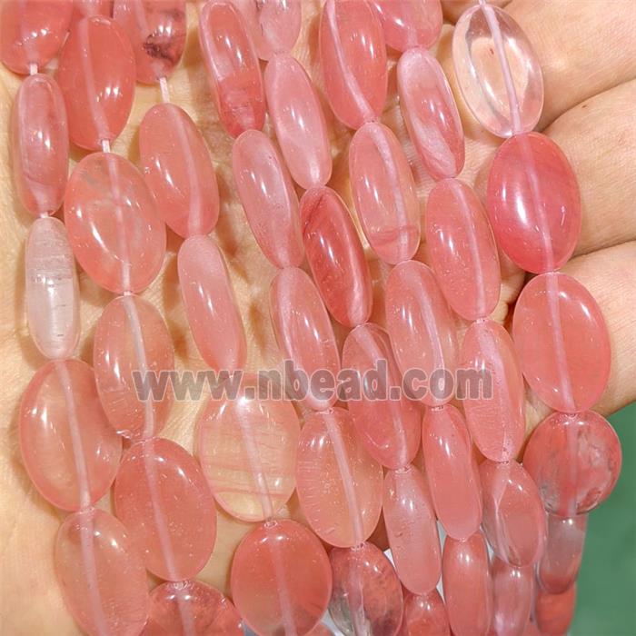 Synthetic Quartz Oval Beads Pink
