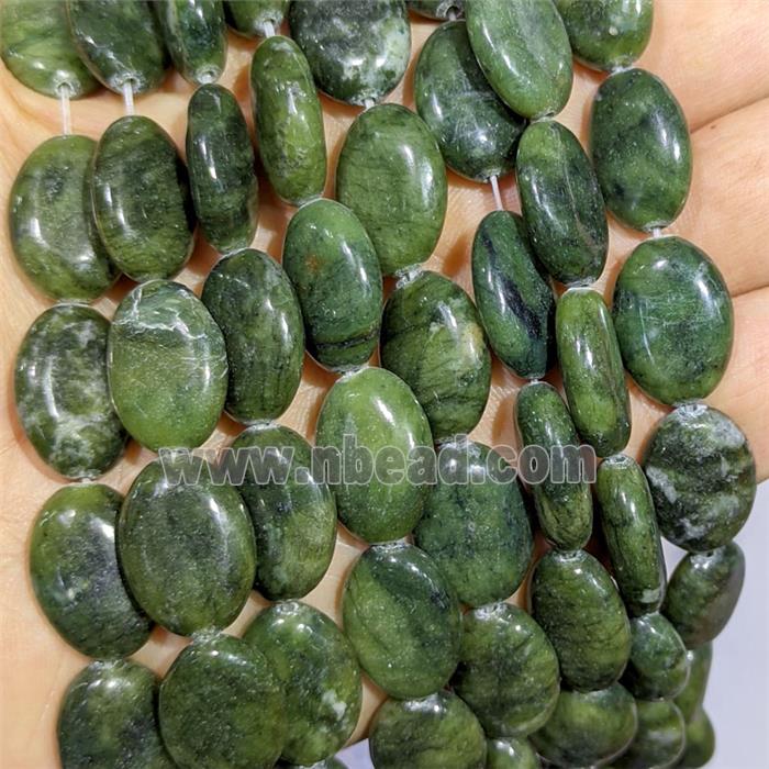 Chinese Nephrite Jade Oval Beads Green