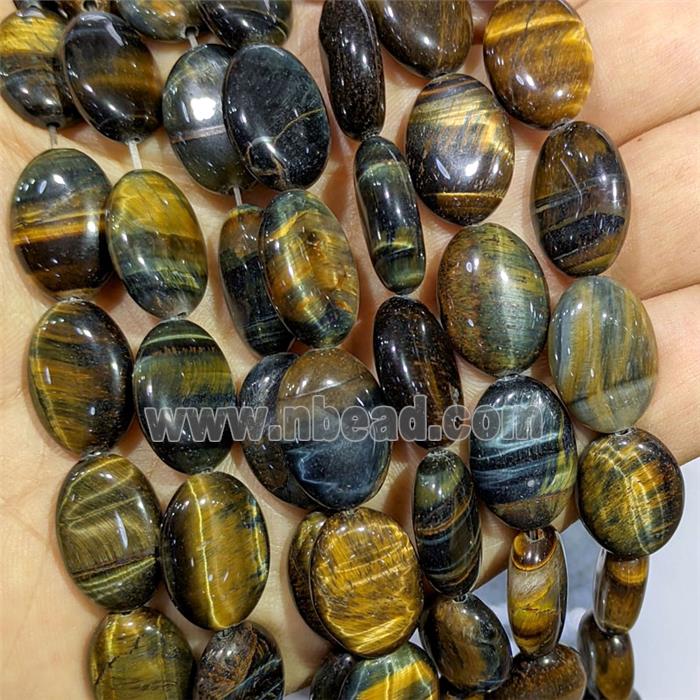 Blueyellow Tiger Eye Stone Oval Beads