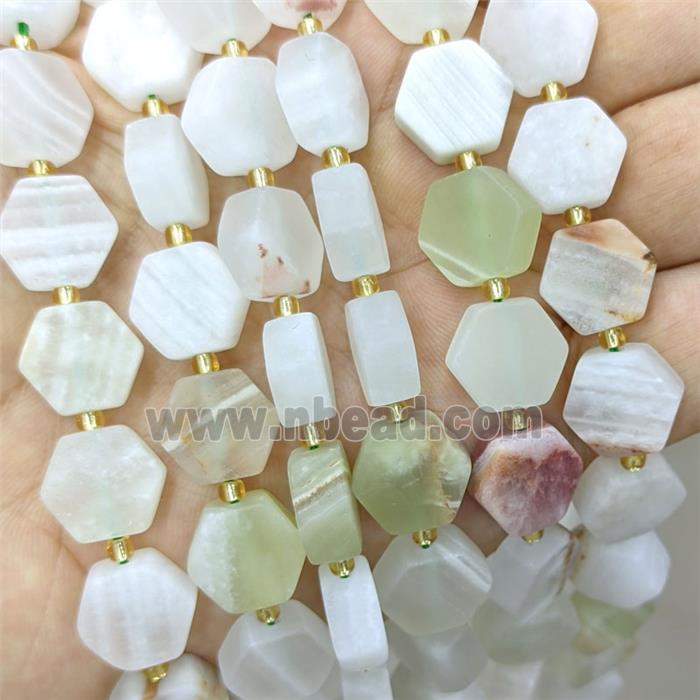 Natural Afghanistan Jadeite Hexagon Beads Matte