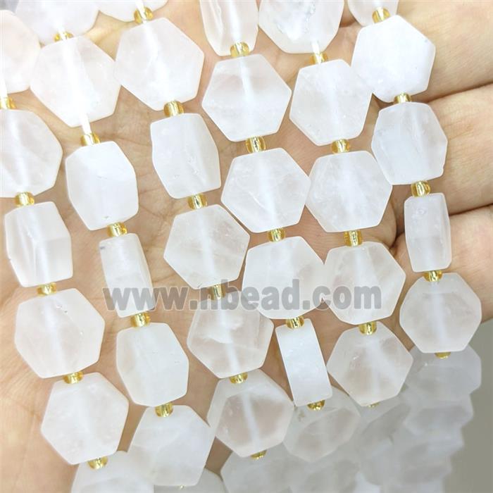 Natural White Jade Hexagon Beads Matte