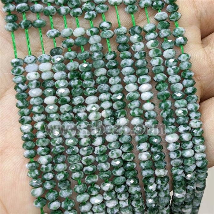 Green Dalmatian Jasper Beads Faceted Rondelle