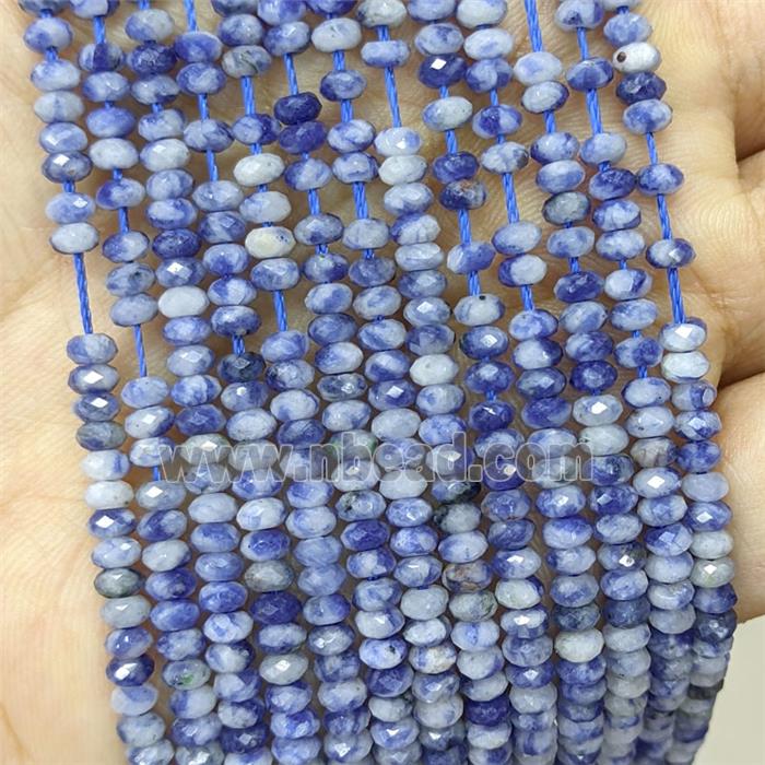 Blue Dalmatian Jasper Beads Faceted Rondelle