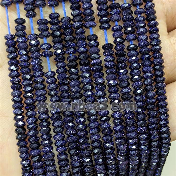 Blue Sandstone Beads Faceted Rondelle