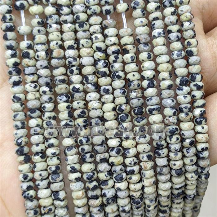 Black Dalmatian Jasper Beads Faceted Rondelle
