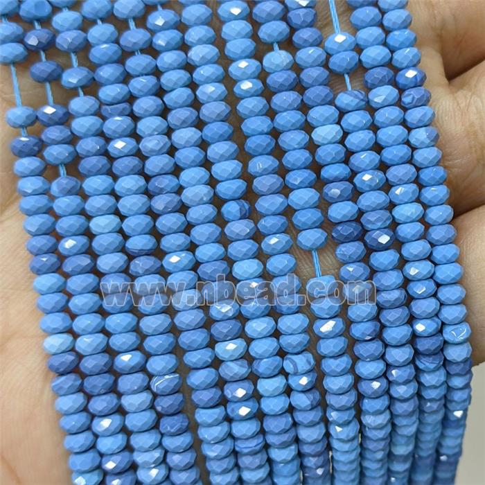 Blue Ceramic Turquoise Beads Faceted Rondelle