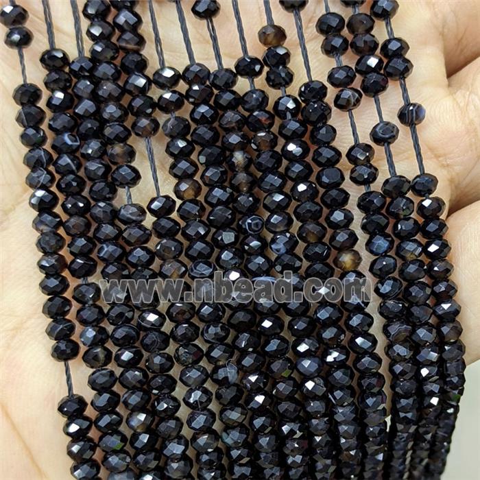 Black Stripe Agate Beads Faceted Rondelle Dye