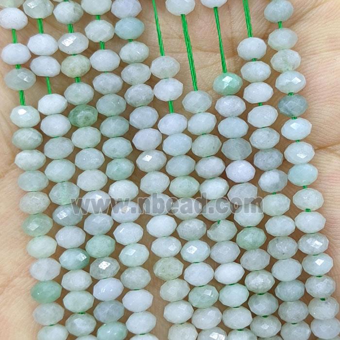 Natural Burma Jadeite Beads Green Faceted Rondelle