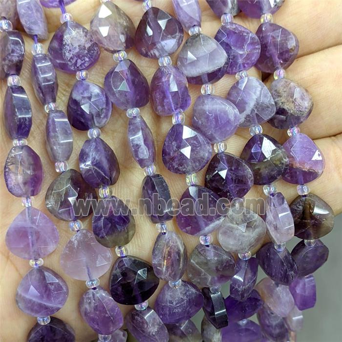 Natural Purple Amethyst Triangle Beads Faceted