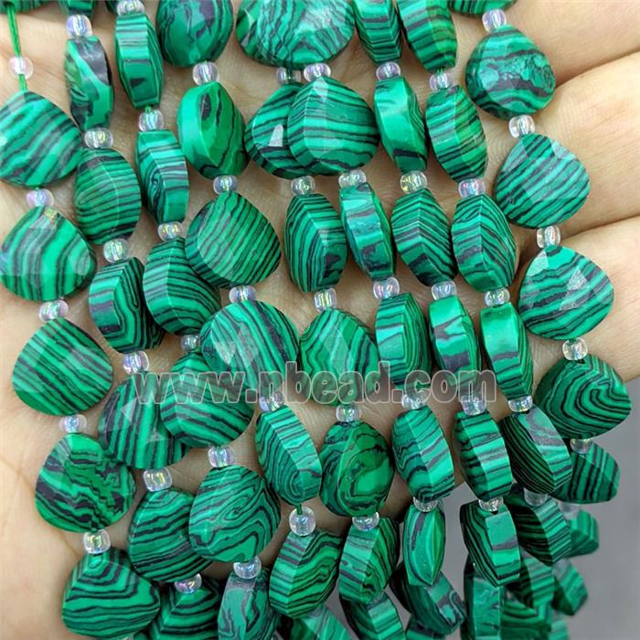 Synthetic Green Malachite Triangle Beads Faceted