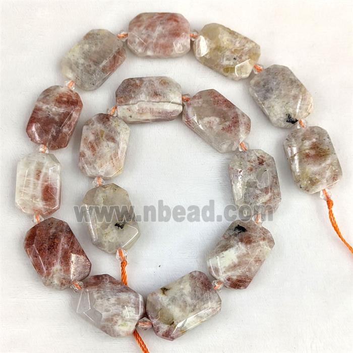 Natural Sunstone Rectangle Beads Faceted