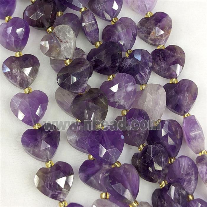 Purple Amethyst Heart Beads Faceted