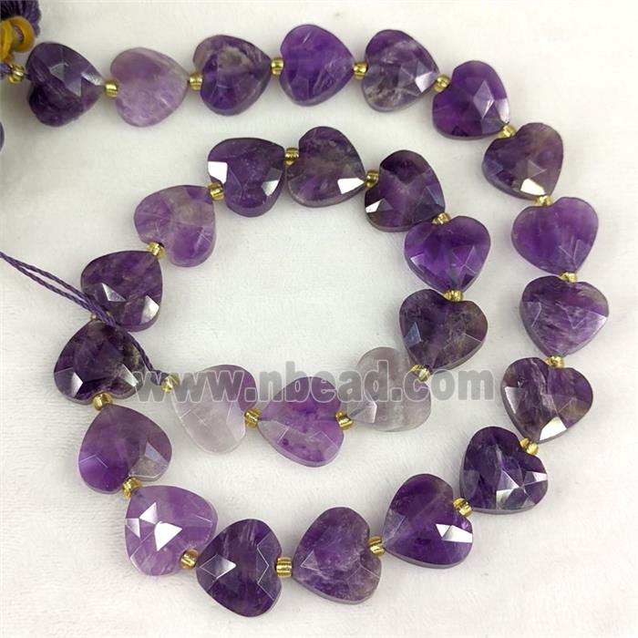 Purple Amethyst Heart Beads Faceted