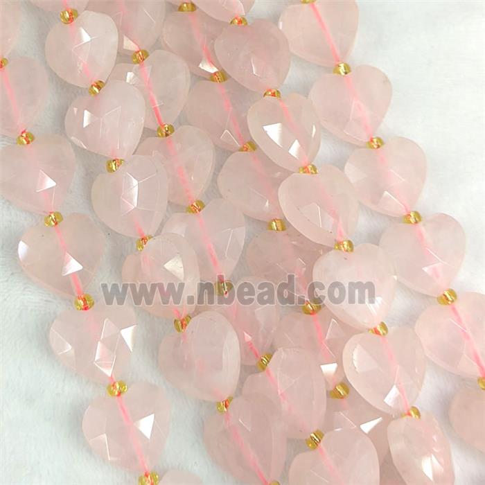 Natural Pink Rose Quartz Heart Beads Faceted