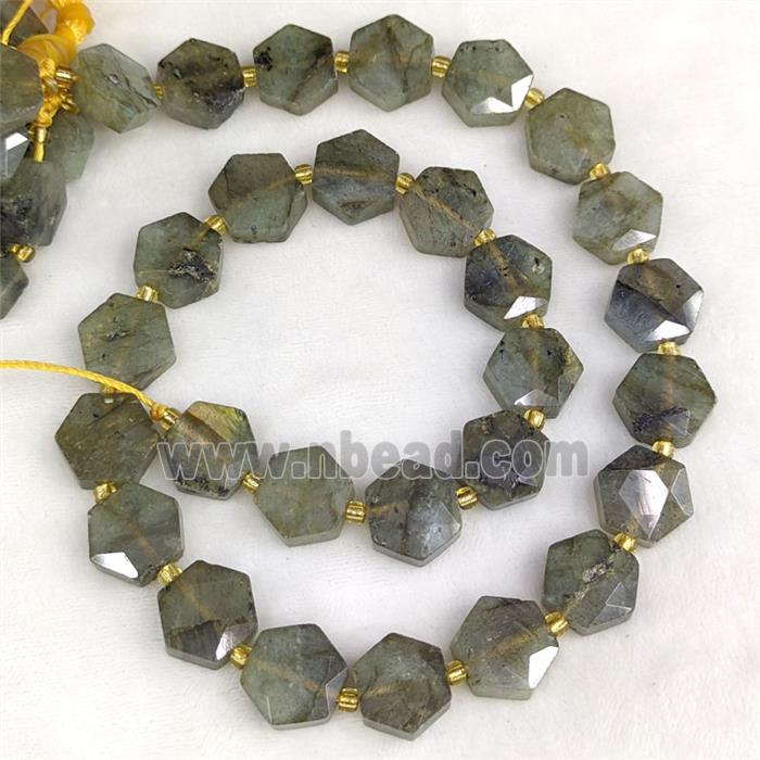 Natural Labradorite Hexagon Beads Faceted