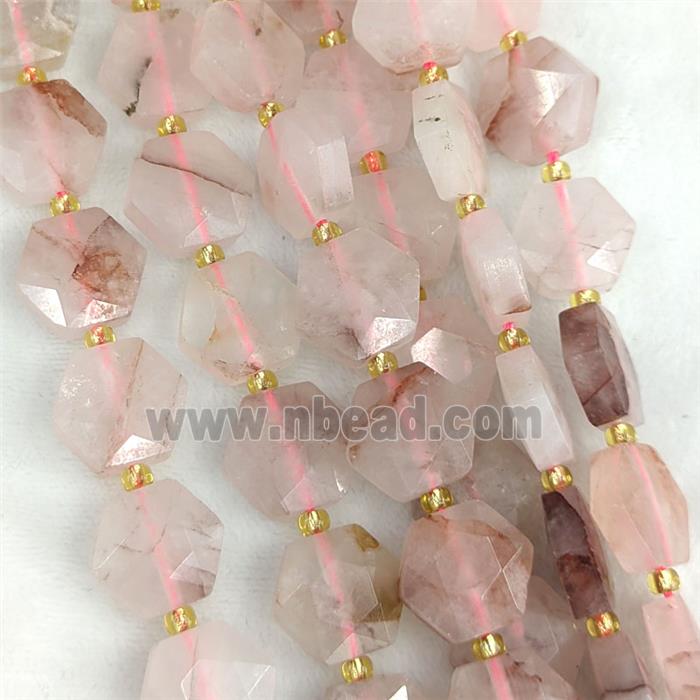 Red Hematoid Quartz Hexagon Beads Faceted