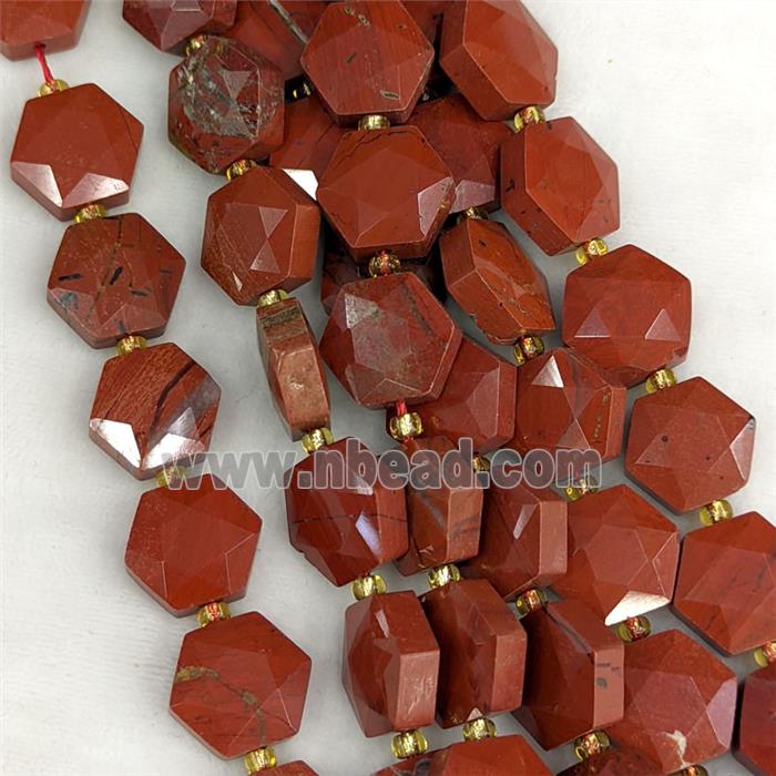 Natural Red Jasper Hexagon Beads Faceted