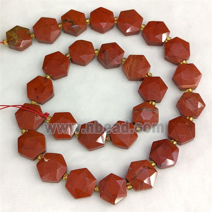 Natural Red Jasper Hexagon Beads Faceted