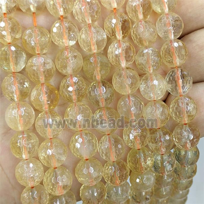 Natural Yellow Citrine Beads Faceted Round