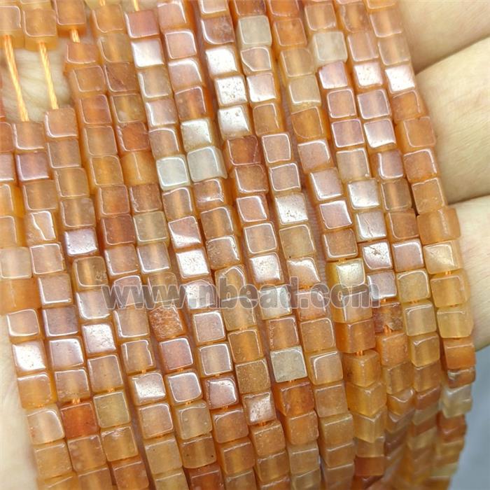 Orange Aventurine Cube Beads