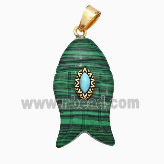 Green Synthetic Malachite Fish Pendant