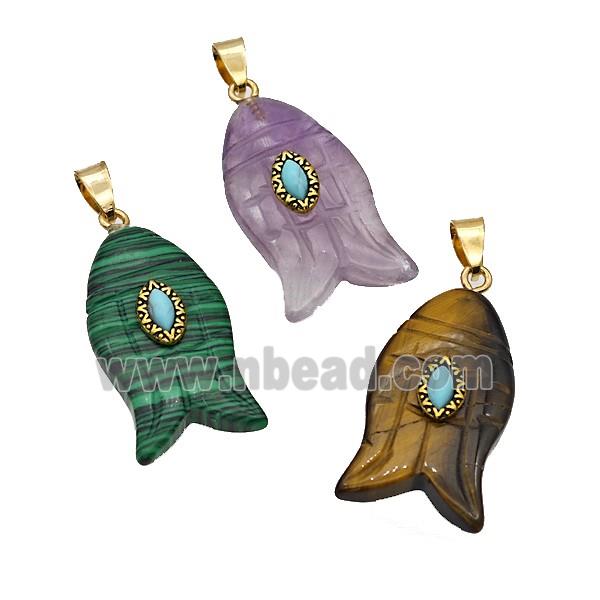 Mix Gemstone Fish Pendant