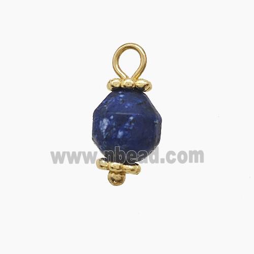 Blue Lapis Prism Pendant Copper Gold Plated