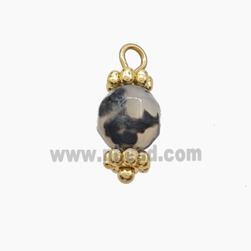 Heihua Agate Prism Pendant Copper Gold Plated