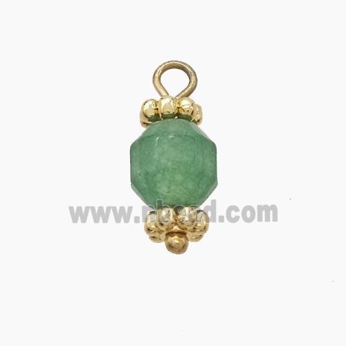 Green Dye Sponge Quartz Prism Pendant Copper Gold Plated