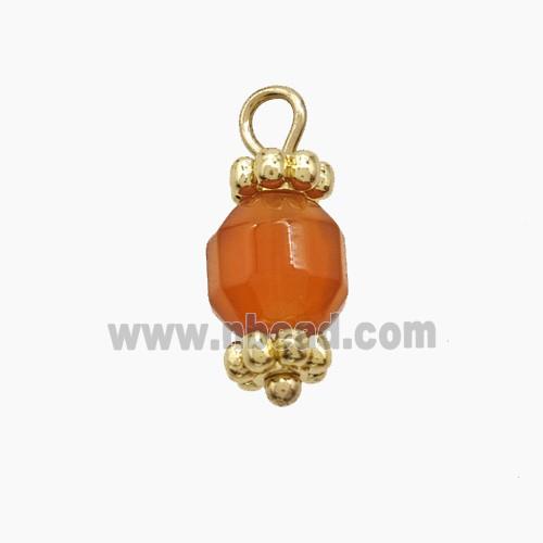 Red Dye Agate Prism Pendant Copper Gold Plated